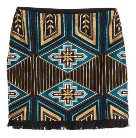 Size 4 H&M beaded fringed mini skirt - Picture 11 of 12